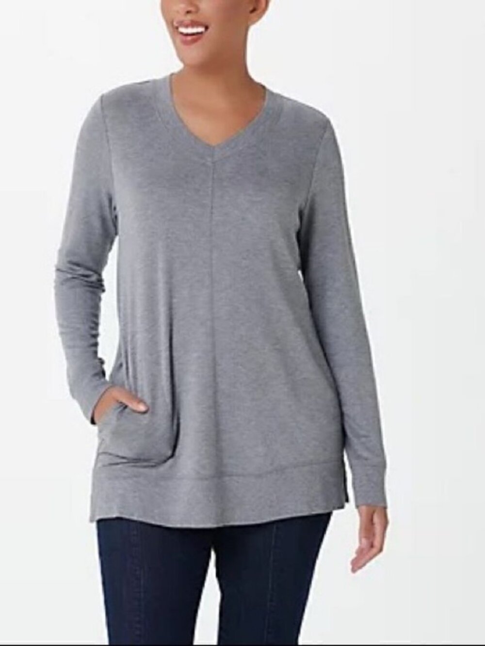Susan Graver Weekend Jersey Knit Soft V-Neck Tunic